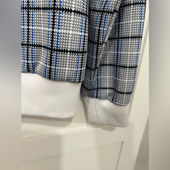 Jian Wang plaid full zip blue and white track jacket Men’s Large - Picture 8 of 16
